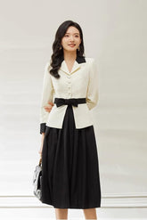 Elegant Black and Cream Skirt Suits